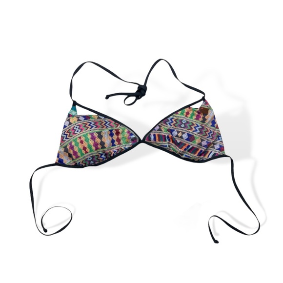 Roxy Reversible Cuba Cuba Color Story Print to Solid Black Triangle Bikini Top - Picture 2 of 9
